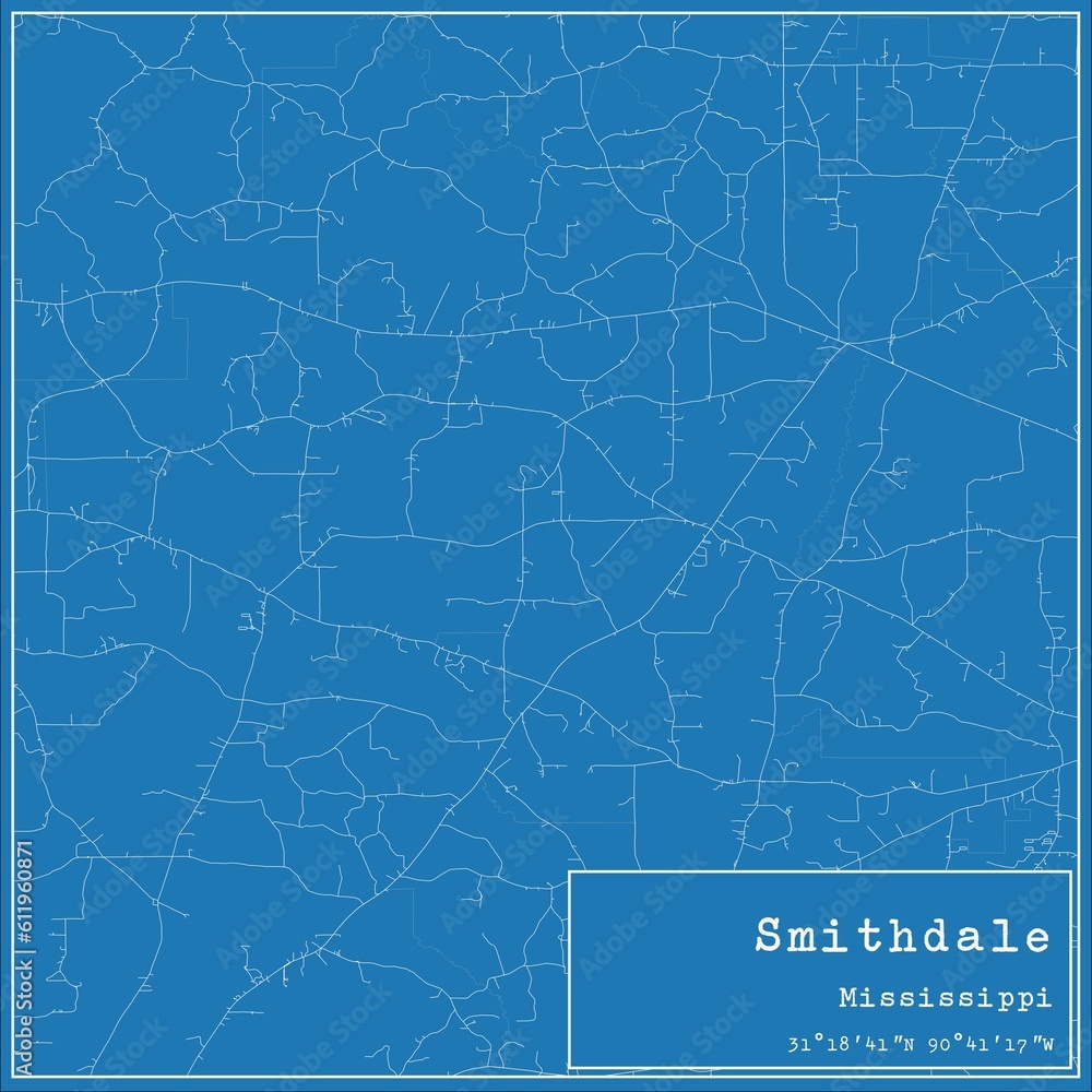 Fototapeta mapa świata dla dzieci Blueprint US city map of Smithdale