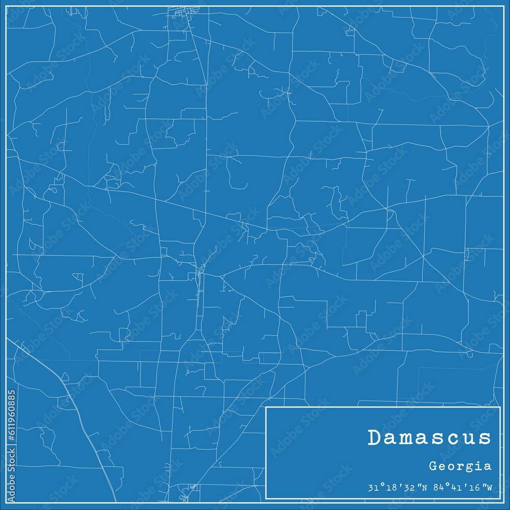 Blueprint US city map of Damascus, Georgia. Blueprint US city map of Damascus, Georgia.