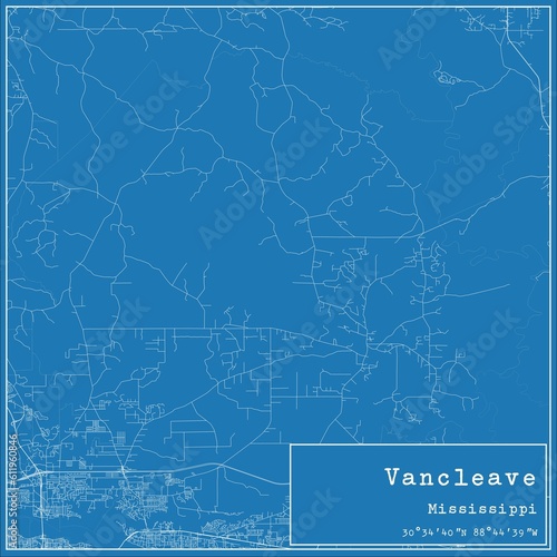 Blueprint US city map of Vancleave, Mississippi.
