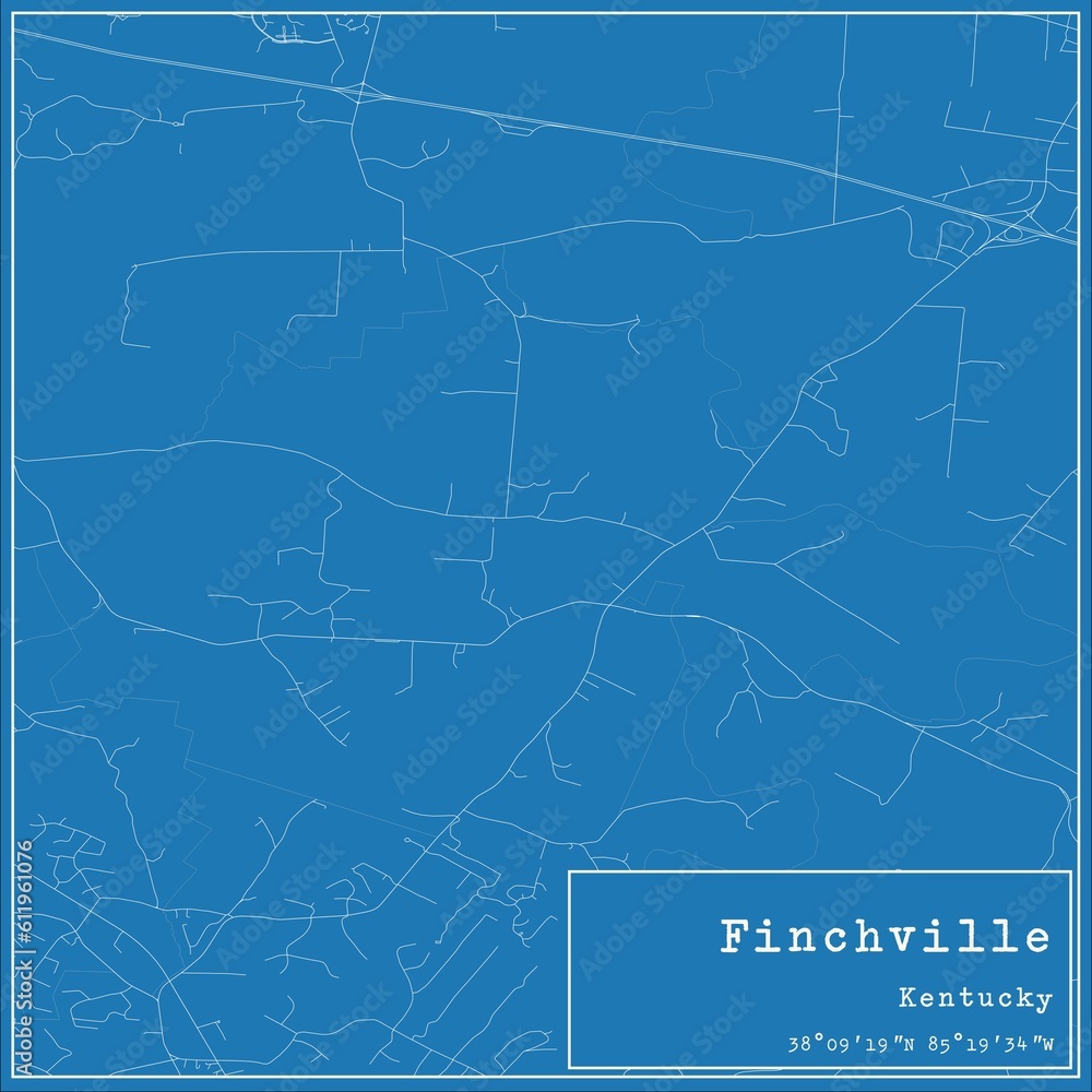Blueprint US city map of Finchville, Kentucky.