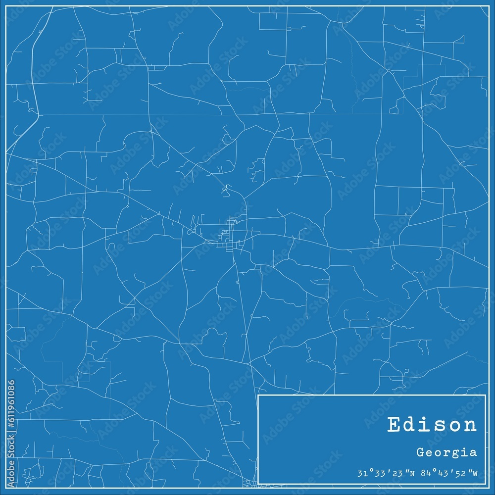 Blueprint US city map of Edison, Georgia.