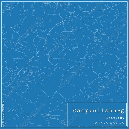 Blueprint US city map of Campbellsburg, Kentucky.
