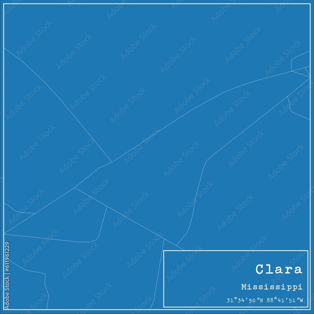 Blueprint US city map of Clara, Mississippi. Blueprint US city map of Clara, Mississippi.
