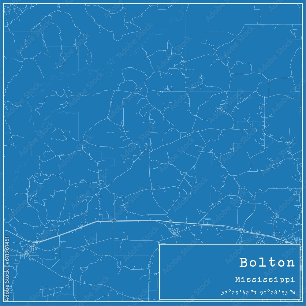 Blueprint US city map of Bolton, Mississippi. Blueprint US city map of Bolton, Mississippi.