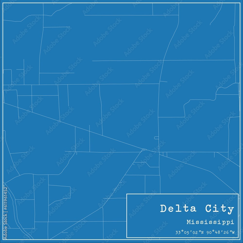 Blueprint US city map of Delta City, Mississippi. Blueprint US city map of Delta City, Mississippi.