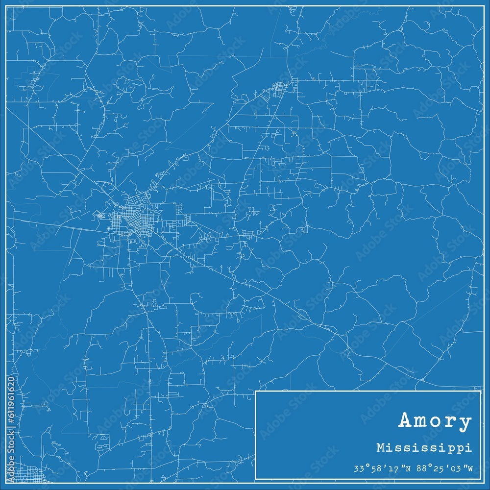 Blueprint US city map of Amory, Mississippi. Blueprint US city map of Amory, Mississippi.