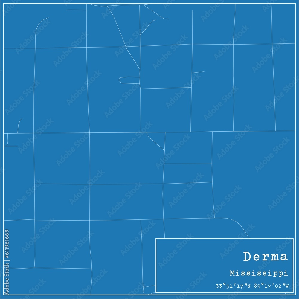 Blueprint US city map of Derma, Mississippi. Blueprint US city map of Derma, Mississippi.