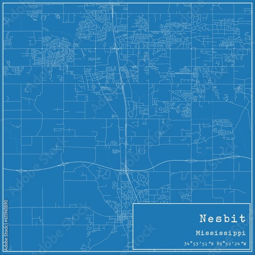 Wallpaper Mural Blueprint US city map of Nesbit, Mississippi. Torontodigital.ca