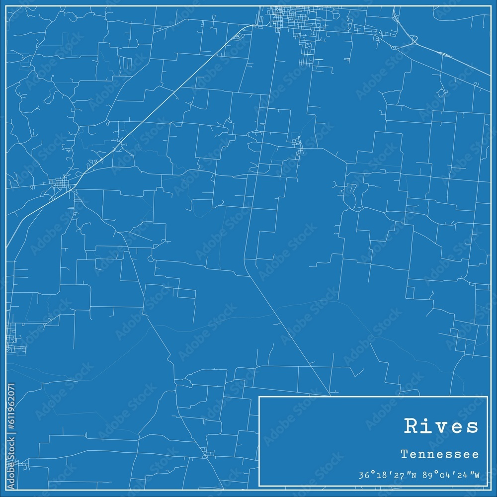 Blueprint US city map of Rives, Tennessee. Blueprint US city map of Rives, Tennessee.