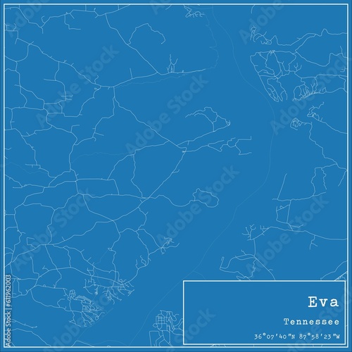 Blueprint US city map of Eva, Tennessee.