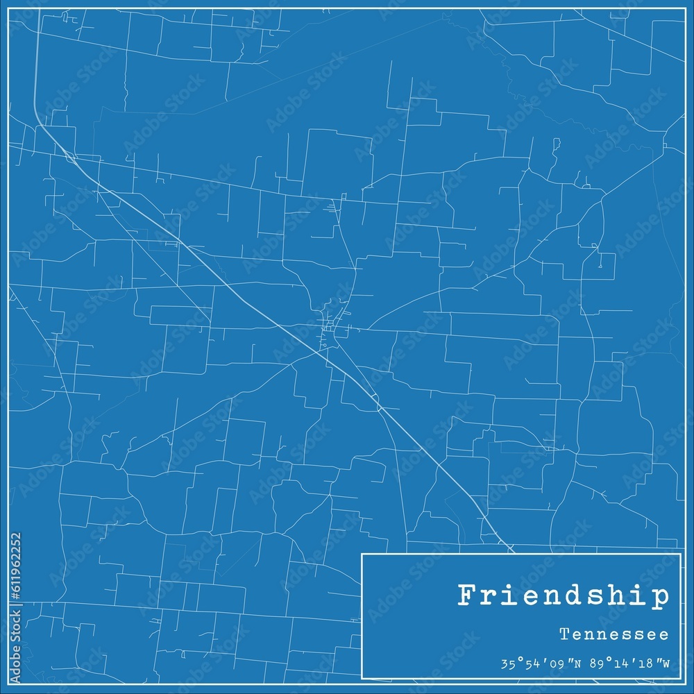Blueprint US city map of Friendship, Tennessee. Blueprint US city map of Friendship, Tennessee.