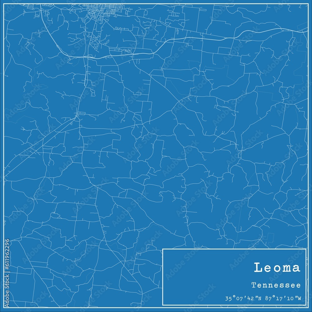 Blueprint US city map of Leoma, Tennessee.
