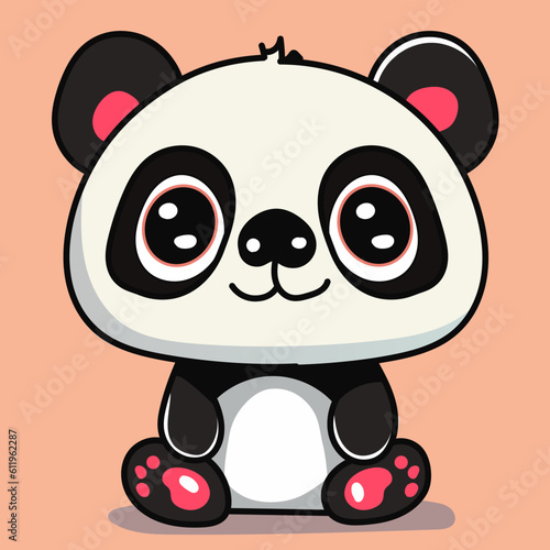 Fototapeta Naklejka Na Ścianę i Meble -  Bamboo Pals Cute Panda Illustration Cartoon Icon Animal Nature Icon Concept Isolated Premium Vector. Flat Cartoon Style
