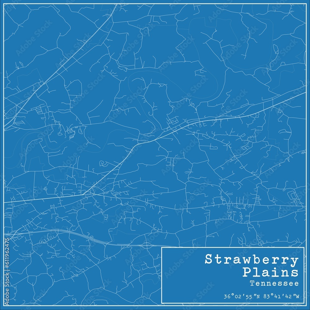 Blueprint US city map of Strawberry Plains, Tennessee. Blueprint US city map of Strawberry Plains, Tennessee.