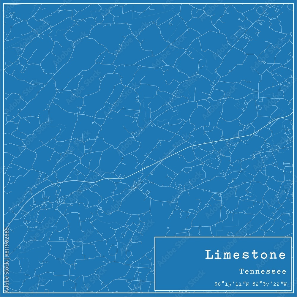 Blueprint US city map of Limestone, Tennessee. Blueprint US city map of Limestone, Tennessee.
