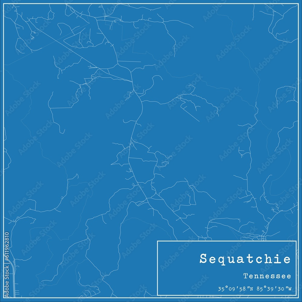 Blueprint US city map of Sequatchie, Tennessee. Blueprint US city map of Sequatchie, Tennessee.