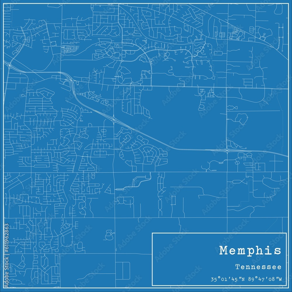 Obraz premium Blueprint US city map of Memphis, Tennessee.