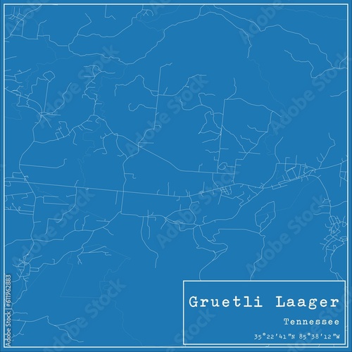 Blueprint US city map of Gruetli Laager, Tennessee.