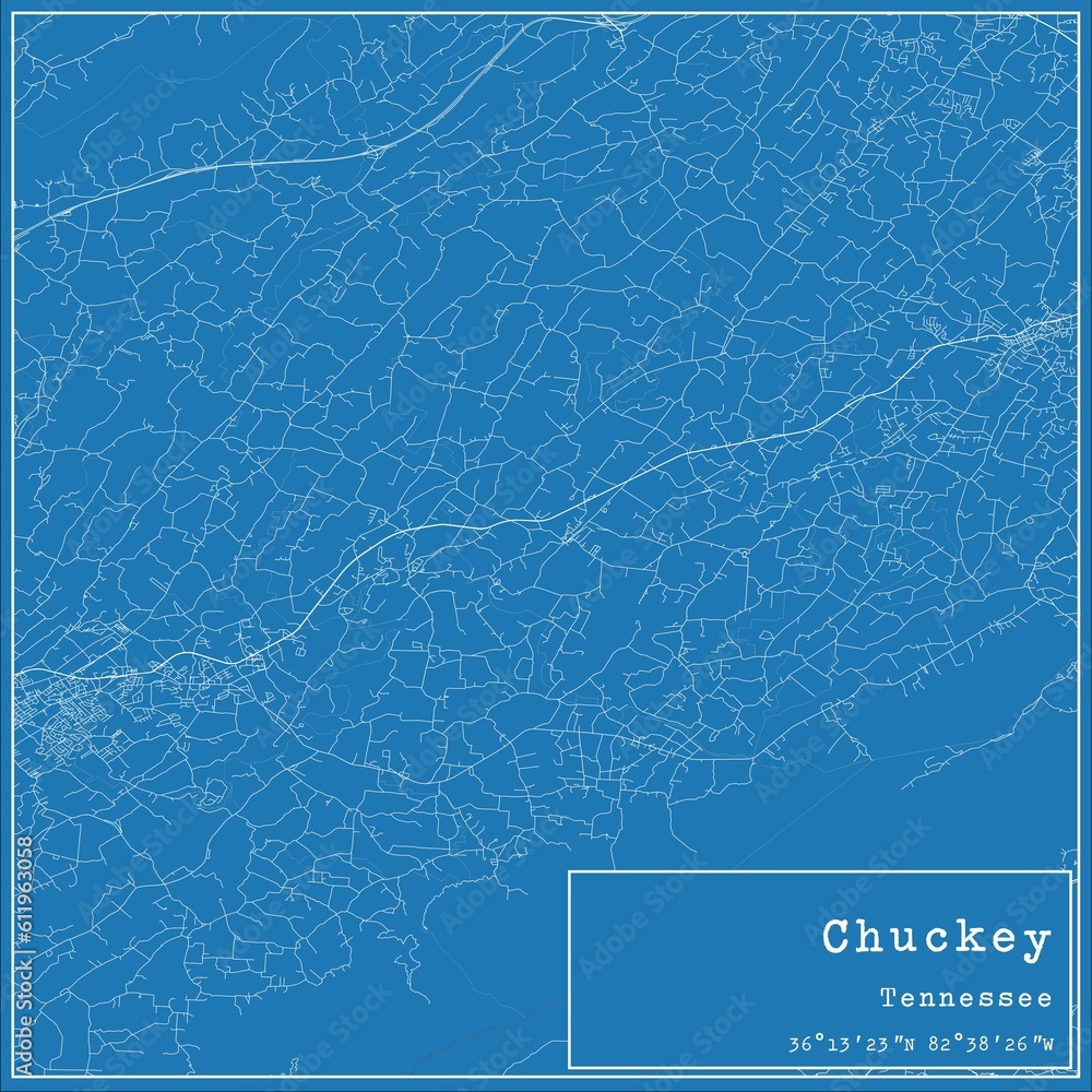 Blueprint US city map of Chuckey, Tennessee. Blueprint US city map of Chuckey, Tennessee.
