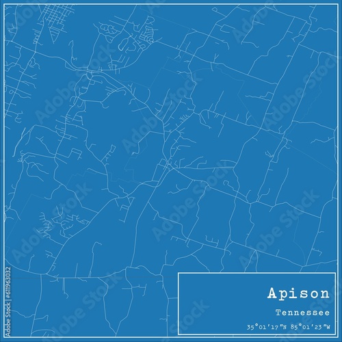 Blueprint US city map of Apison, Tennessee.
