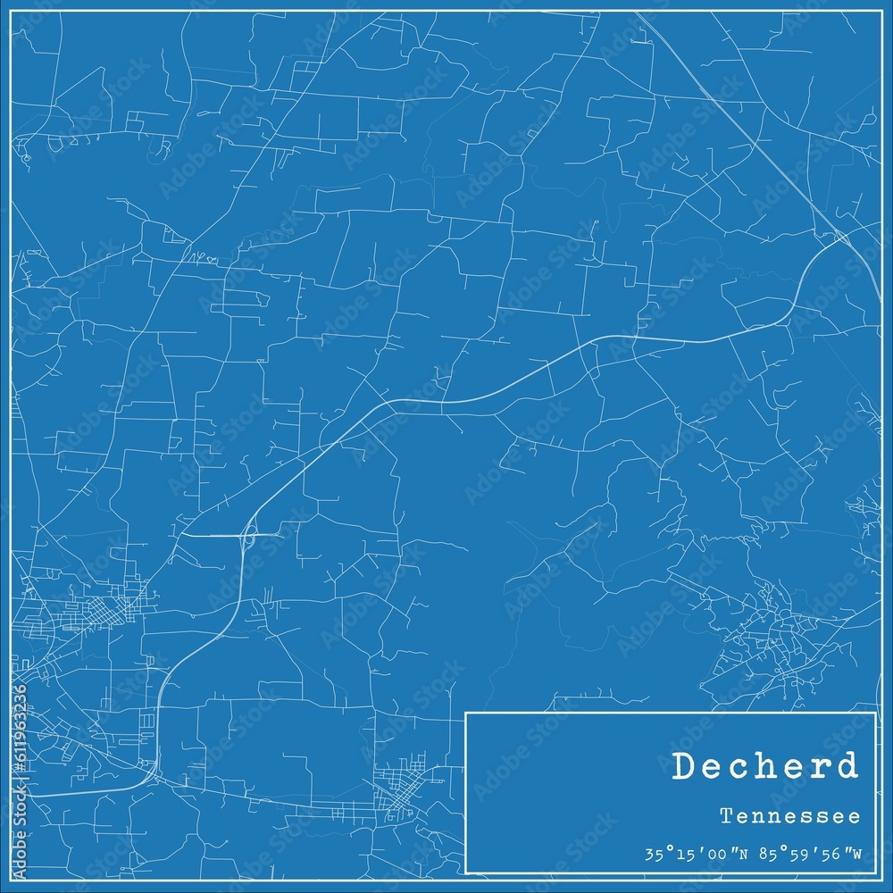 Blueprint US city map of Decherd, Tennessee. Blueprint US city map of Decherd, Tennessee.