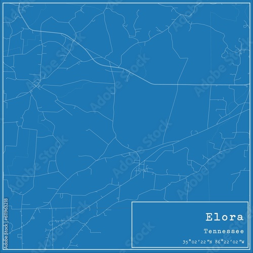 Blueprint US city map of Elora  Tennessee.