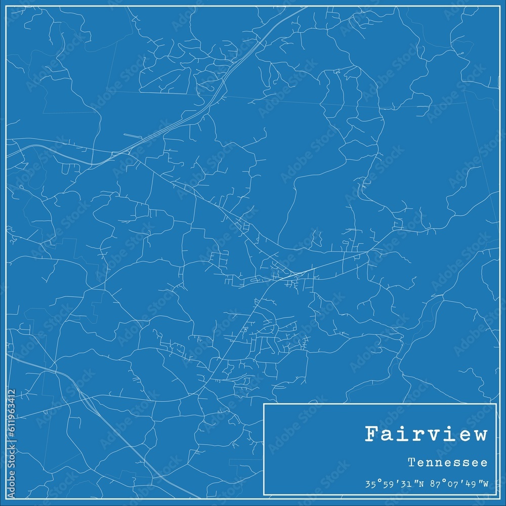 Blueprint US city map of Fairview, Tennessee.