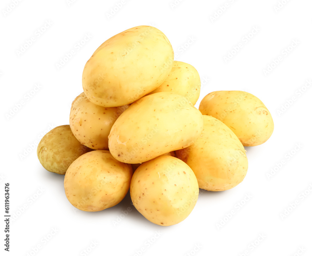 Heap of raw baby potatoes on white background Heap of raw baby potatoes on white background