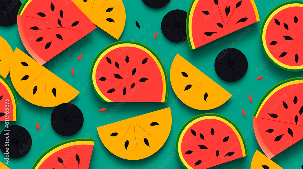 cut watermelon on a background with seed created with Generative Ai cut watermelon on a background with seed created with Generative Ai