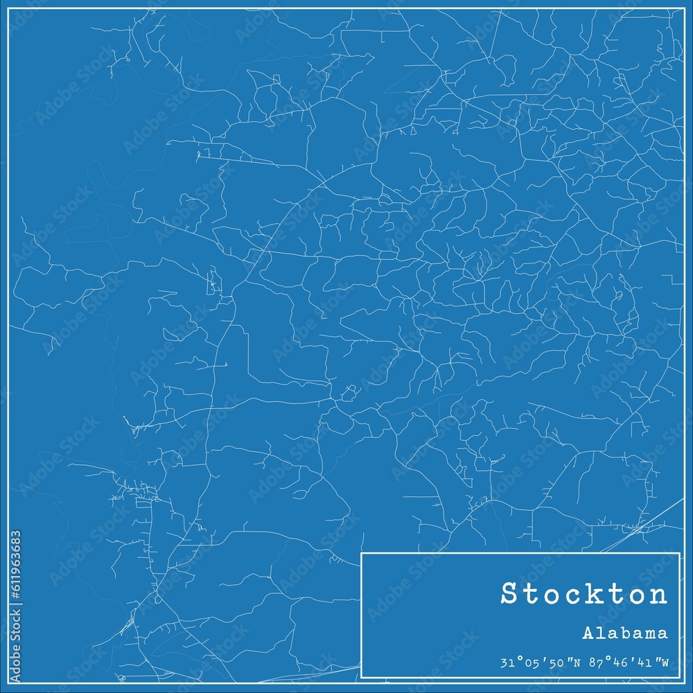 Blueprint US city map of Stockton, Alabama.
