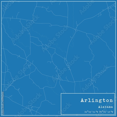 Blueprint US city map of Arlington, Alabama.
