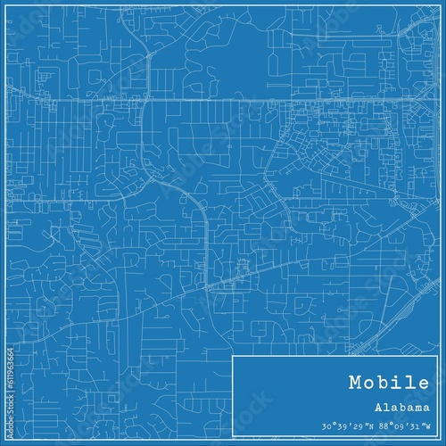 Wallpaper Mural Blueprint US city map of Mobile, Alabama. Torontodigital.ca