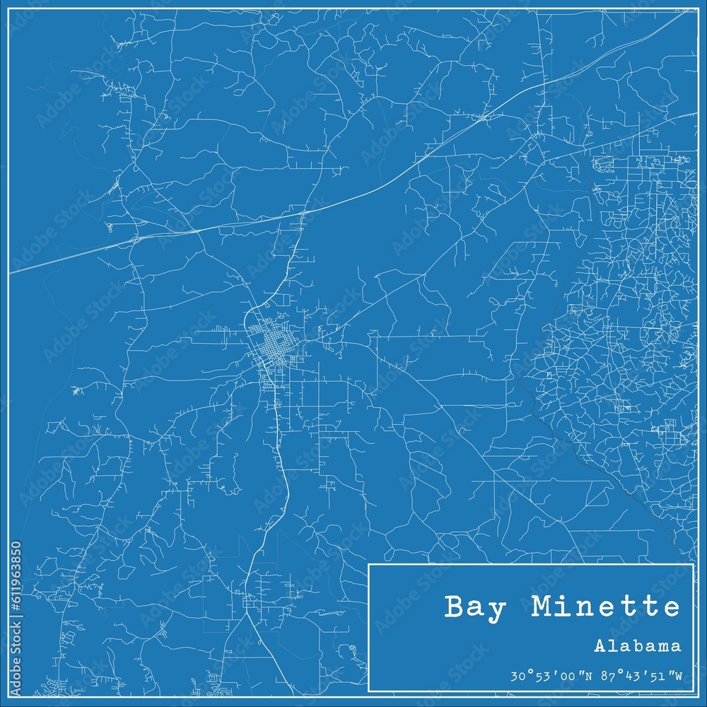 Blueprint US city map of Bay Minette, Alabama. Blueprint US city map of Bay Minette, Alabama.
