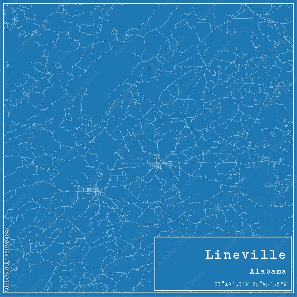 Blueprint US city map of Lineville, Alabama. Blueprint US city map of Lineville, Alabama.