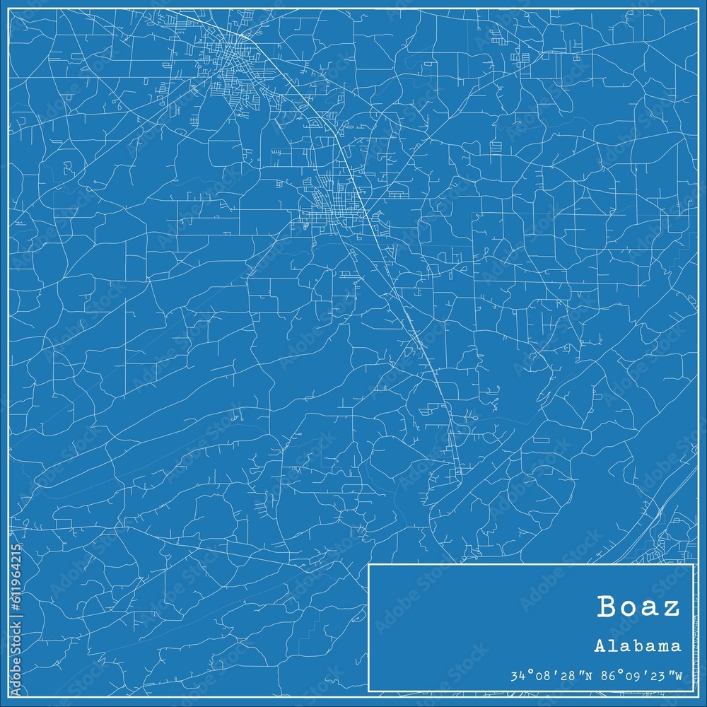 Blueprint US city map of Boaz, Alabama. Blueprint US city map of Boaz, Alabama.