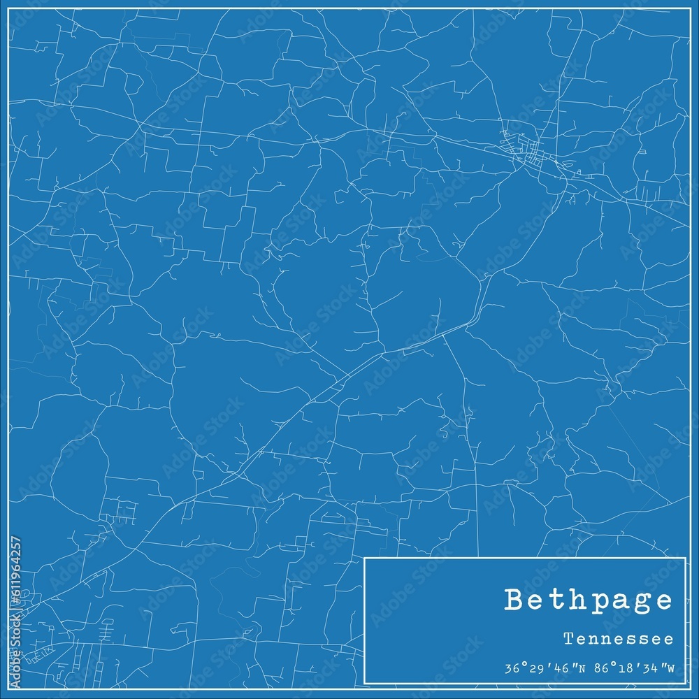 Blueprint US city map of Bethpage, Tennessee.