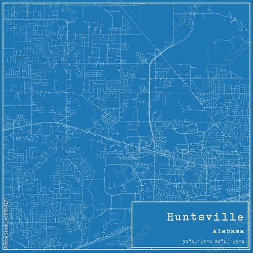 Wallpaper Mural Blueprint US city map of Huntsville, Alabama. Torontodigital.ca