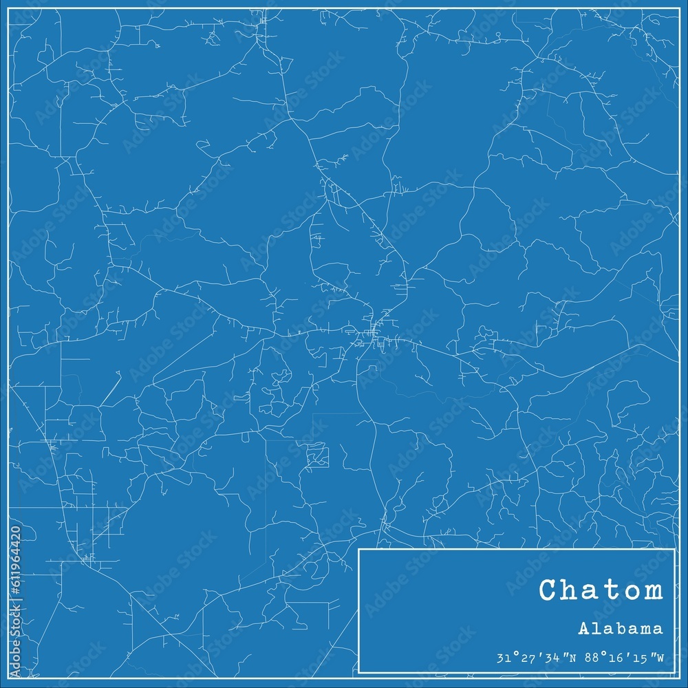 Blueprint US city map of Chatom, Alabama. Blueprint US city map of Chatom, Alabama.