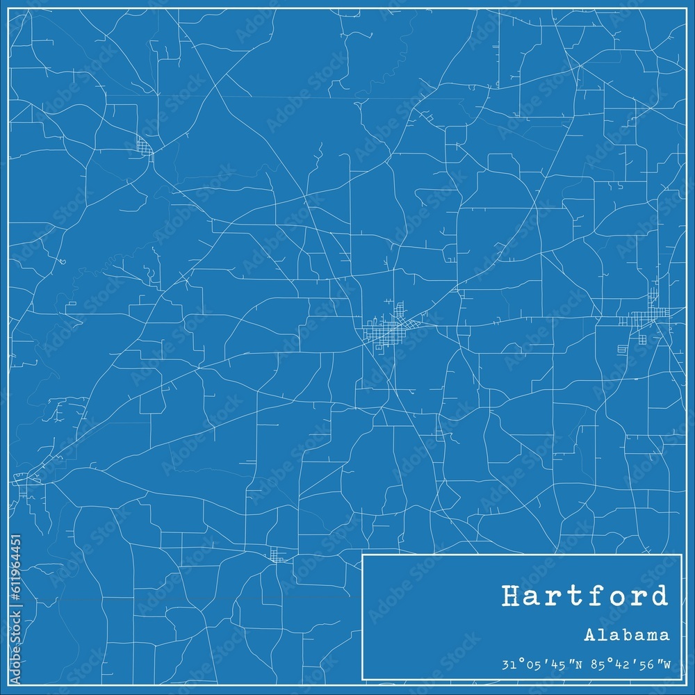 Blueprint US city map of Hartford, Alabama. Blueprint US city map of Hartford, Alabama.