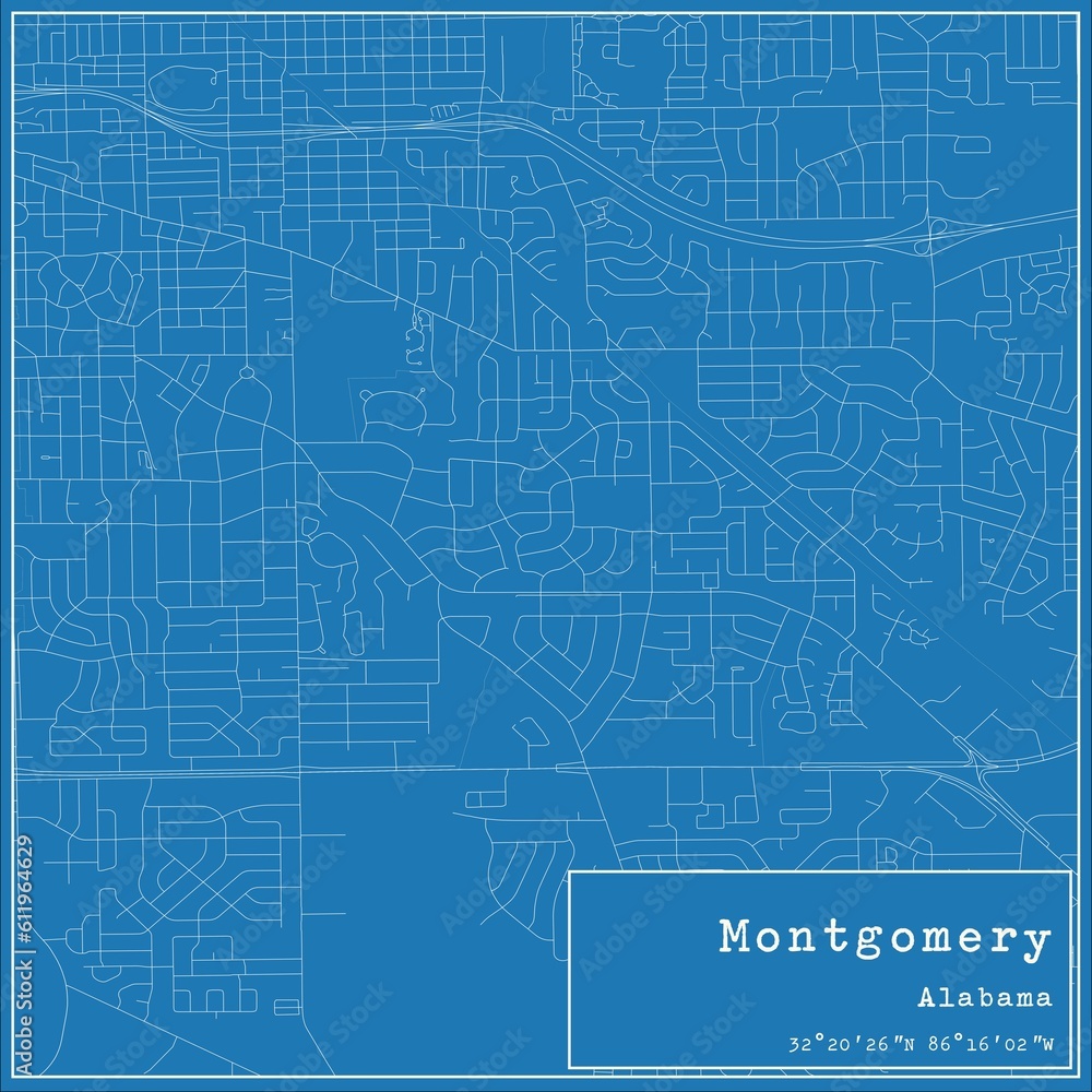 custom made wallpaper toronto digitalBlueprint US city map of Montgomery, Alabama.