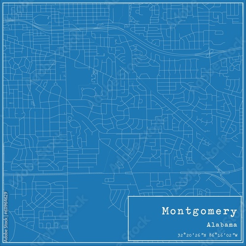 Wallpaper Mural Blueprint US city map of Montgomery, Alabama. Torontodigital.ca