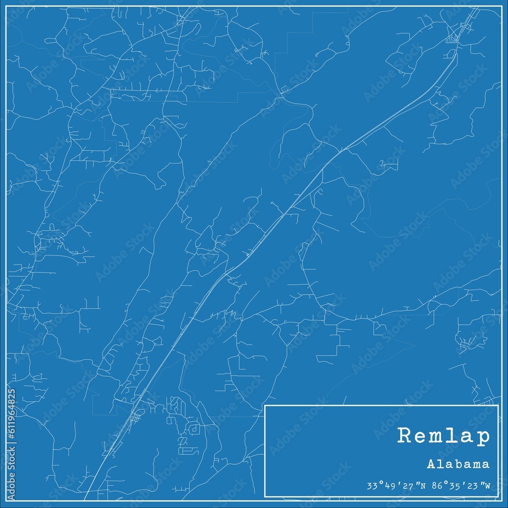 Blueprint US city map of Remlap, Alabama. Blueprint US city map of Remlap, Alabama.