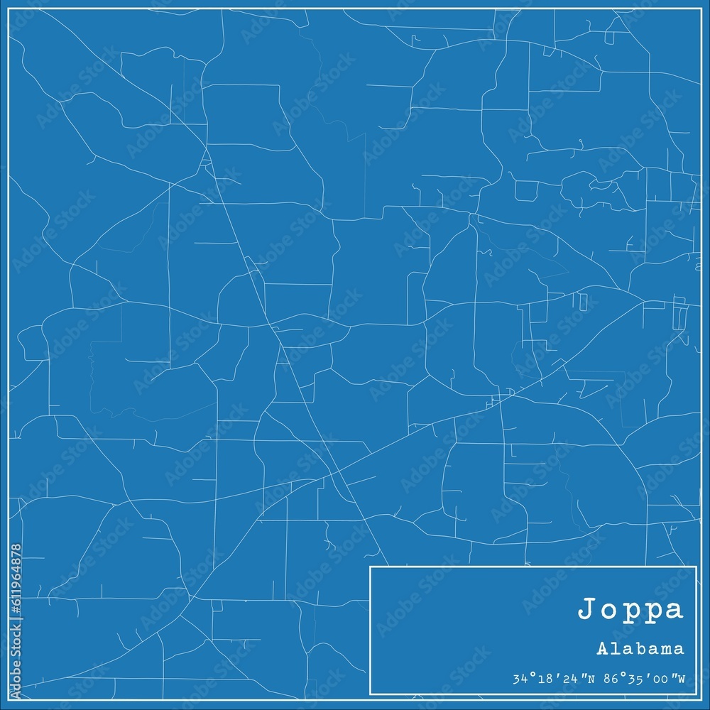 Blueprint US city map of Joppa, Alabama.