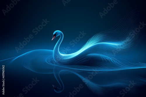 Fototapeta Naklejka Na Ścianę i Meble -  Blue swan elegant sweeping. Generate Ai