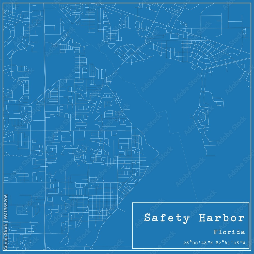 Blueprint US city map of Safety Harbor, Florida. Blueprint US city map of Safety Harbor, Florida.