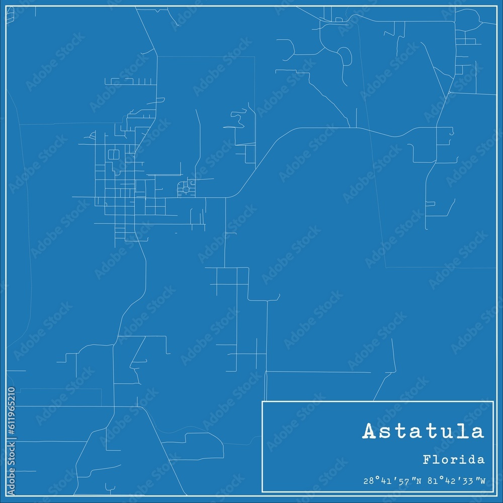 Fototapeta mapa świata dla dzieci Blueprint US city map of Astatula