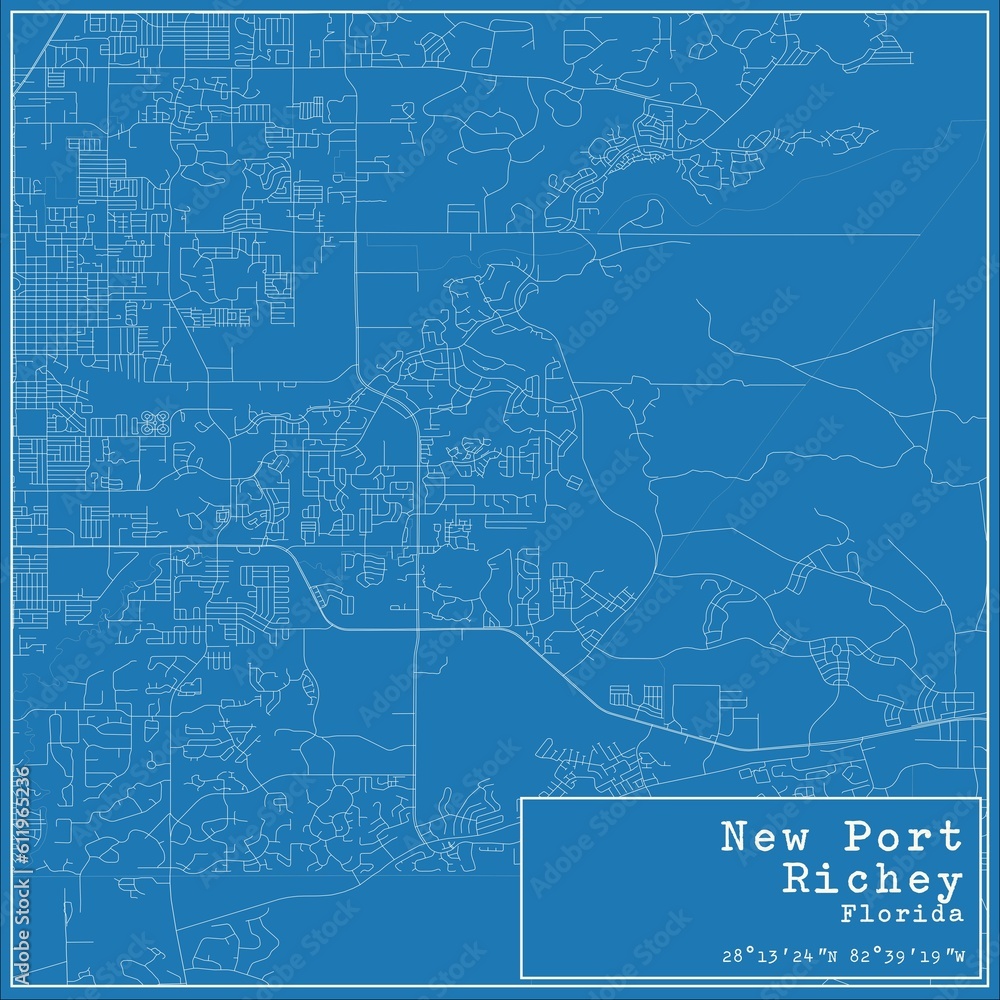 Blueprint US city map of New Port Richey, Florida. Blueprint US city map of New Port Richey, Florida.