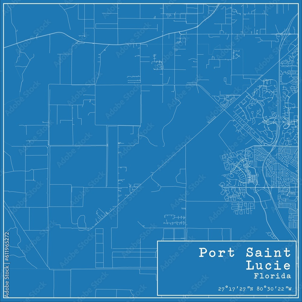 Blueprint US city map of Port Saint Lucie, Florida. Blueprint US city map of Port Saint Lucie, Florida.