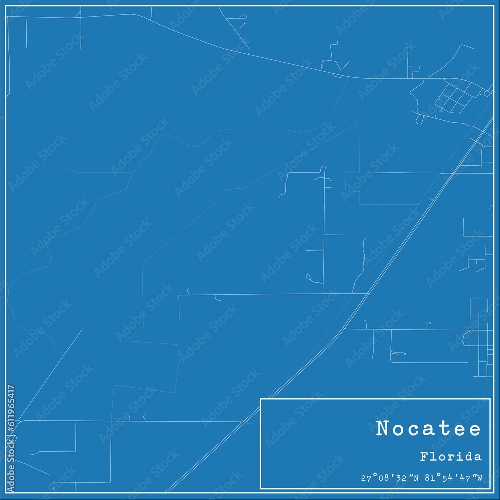Blueprint US city map of Nocatee, Florida.