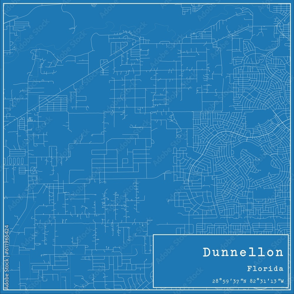 Blueprint US city map of Dunnellon, Florida. Blueprint US city map of Dunnellon, Florida.